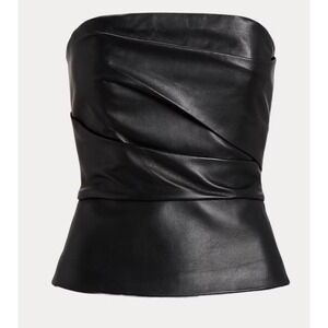 RALPH LAUREN COLLECTION $2,690 Black Leather Lambskin SCHOFIELD Bustier Top 8